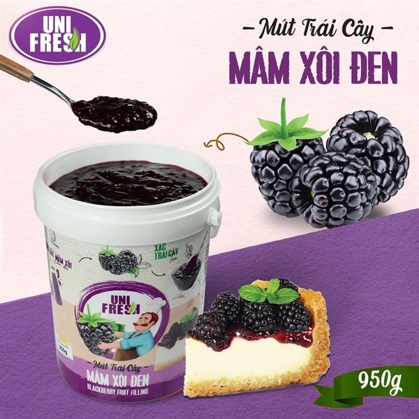 UNI FRESH MỨT MÂM XÔI ĐEN XÔ 950G