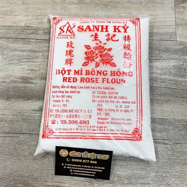 SANH KÝ BỘT MÌ BÔNG HỒNG ĐỎ 1KG (25/BAO)
