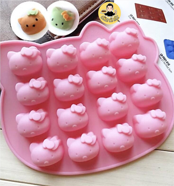 KHUÔN SILICON MÈO HELLO KITTY 16 Ô