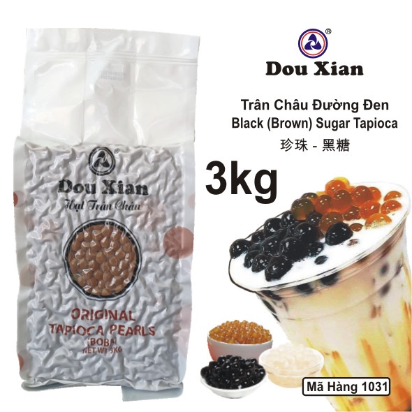 DOU XIAN TRÂN CHÂU ĐƯỜNG ĐEN 3KG SIZE 2.2 (6/THÙNG)